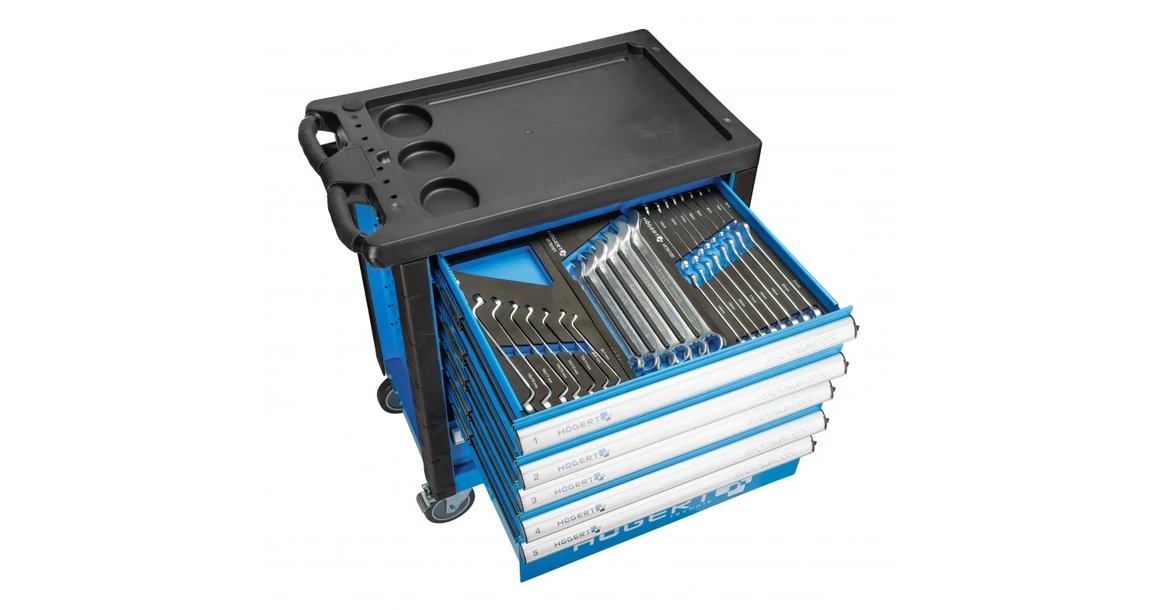 Kép 2/7 - Szerszám Högert Tároló, műhelyszekrény 6 fiókkal, 760*460*910mm, 214 db szerszámmal