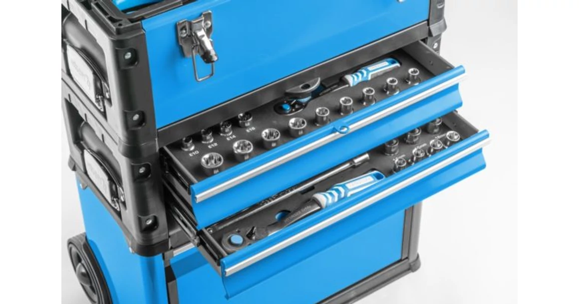 Kép 3/10 - Szerszám Högert Tároló, szerszámkocsi, 3 fakkos, max 45kg terhelhetőség, 520*320*720mm