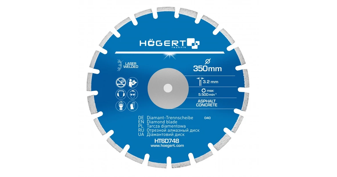 Kép 1/2 - Szerszám Högert Vágókorong, gyémánt, 350*3,2mm, csempéhez