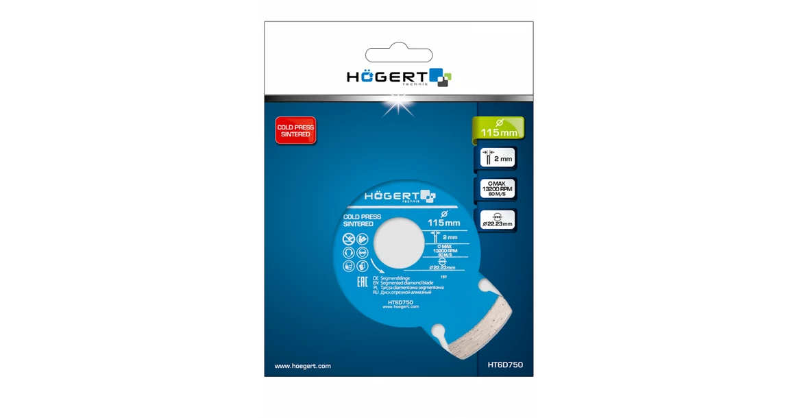 Kép 2/2 - Szerszám Högert Vágókorong, gyémánt, szegmentált, 115x2mm