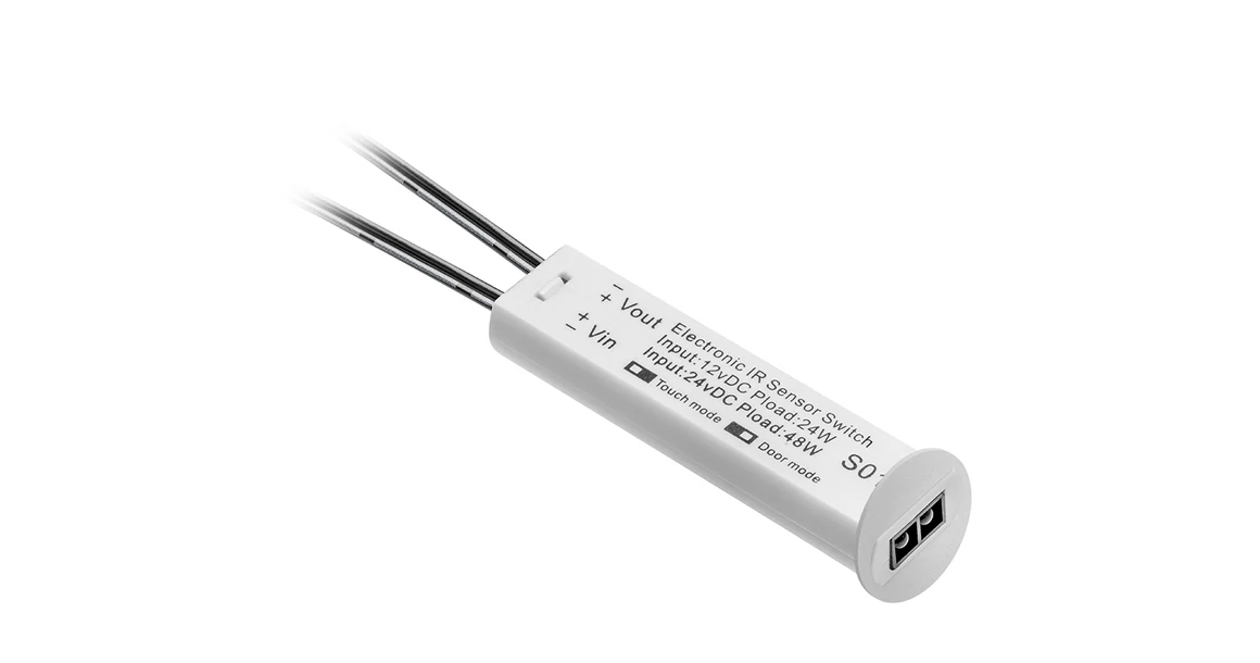 Kép 1/2 - Kapcsoló, 3 az 1-ben univerzális érintés nélküli kapcsoló, fényerőzabályzóval, 12V, max 24W, mini AMP csatlakozóval, 2 fm kábellel, fehér