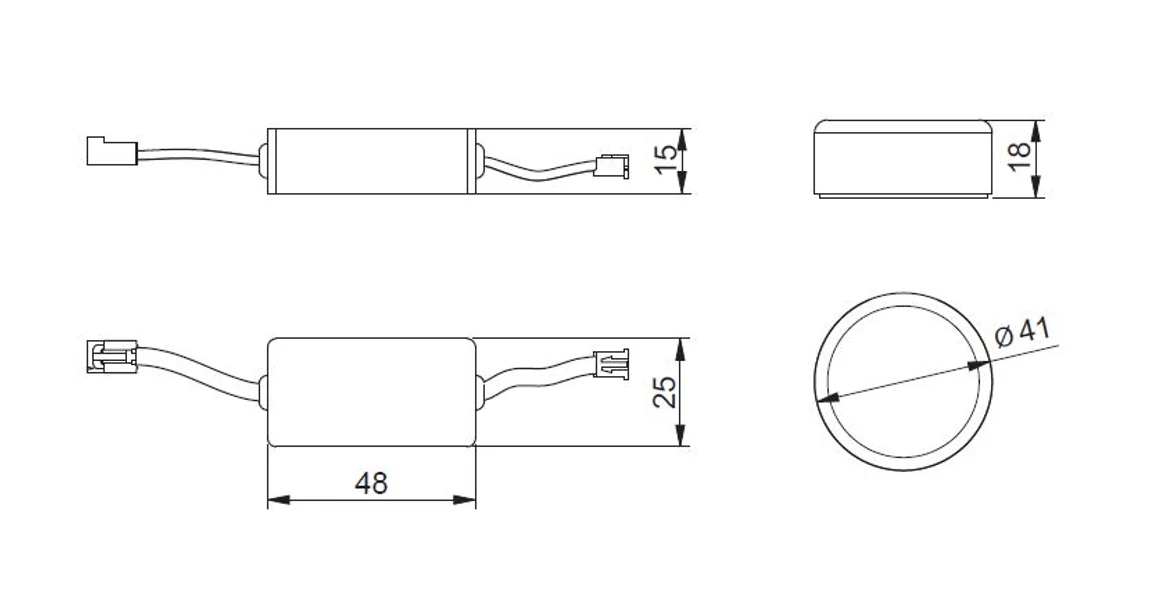 Kép 2/2 - Kapcsoló, érintős, távvezérlős, fényerőszabályozóval, 12V, Max 60W, Mini AMP csatlakozóval, fekete