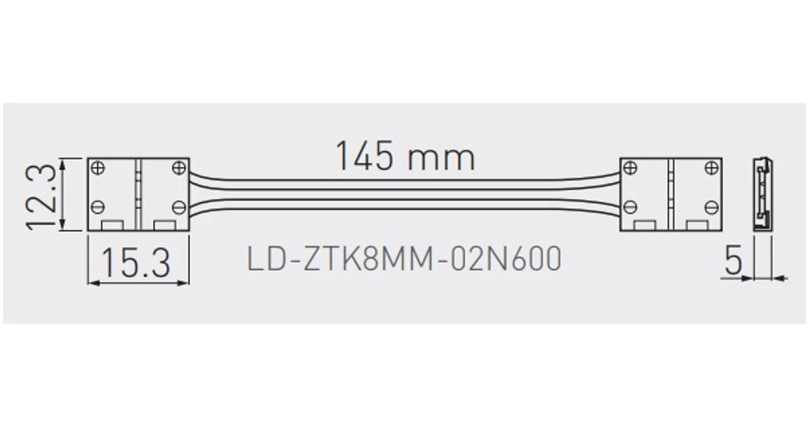 Kép 2/2 - LED csatlakozó, XC11 toldó 150mm kábellel, 8mm szalaghoz, fehér, nagy teljesítményű