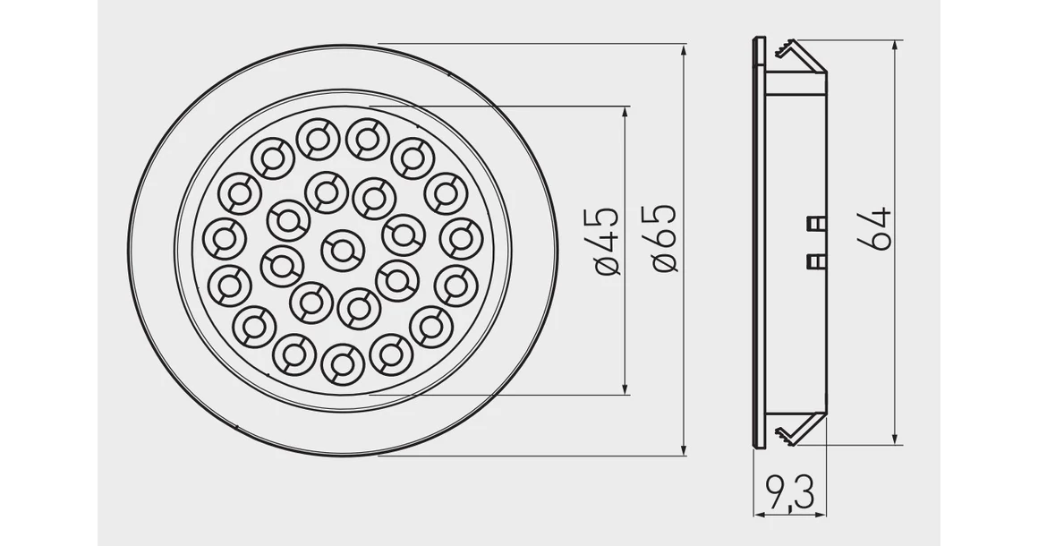 Kép 2/2 - LED Lámpatest ALVARO meleg fehér, 12V DC, 1.7W, 24 SMD3528, 3000K, 130 lm,  2 méteres kábel miniAMP, alumínium, műanyag házzal