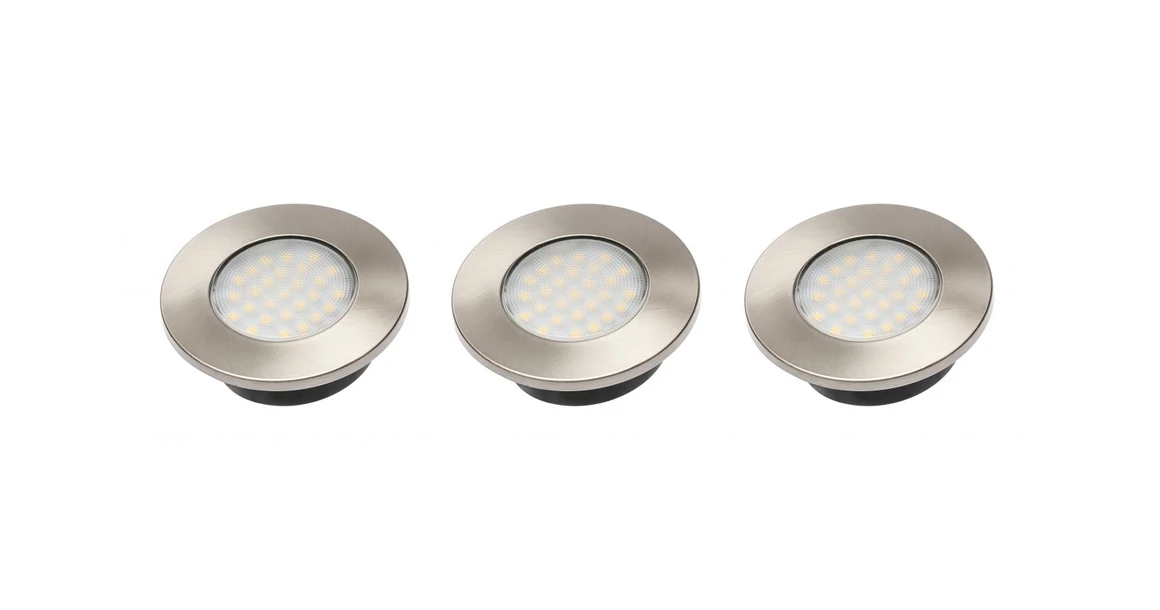 Kép 2/3 - LED Lámpatest, BARRI 3-as szett, meleg fehér, 69mm, 12V, 80lm, 45W, kábellel, alu elox