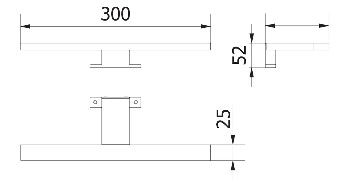 Kép 2/2 - LED Lámpatest, RADIUS II, meleg fehér, 304*25mm, 220lm, 5W, csatlakozóval, kábellel