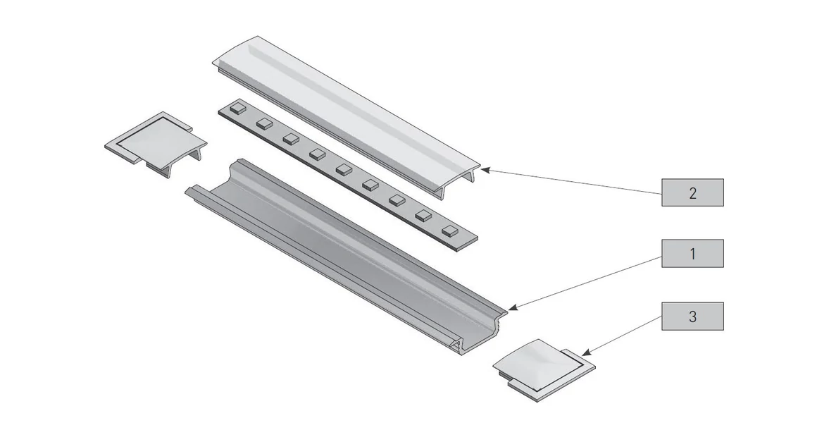 Kép 3/5 - LED profil, bemarható, GLAX, 3fm, alu eloxált