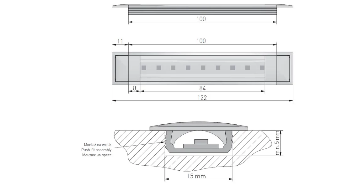 Kép 4/5 - LED profil, bemarható, GLAX, 3fm, alu eloxált