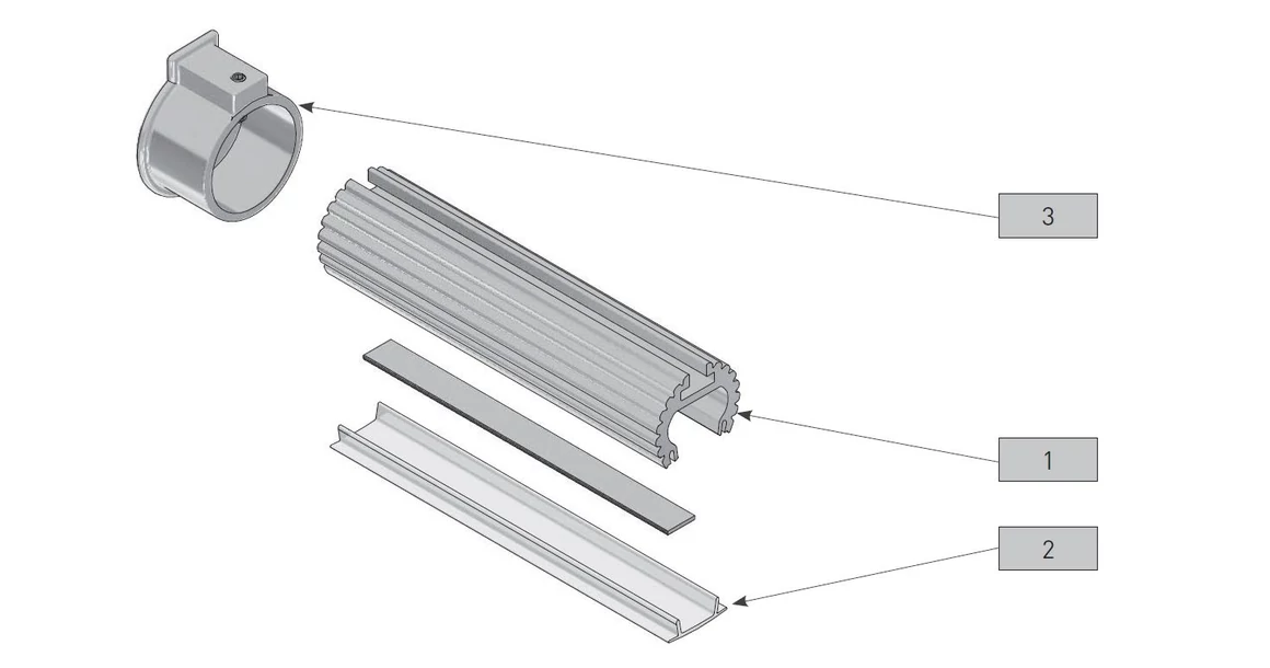 Kép 3/9 - LED Profil végzáró, GLAXDR, mándlirúdhoz, 10 db/csomag, szürke
