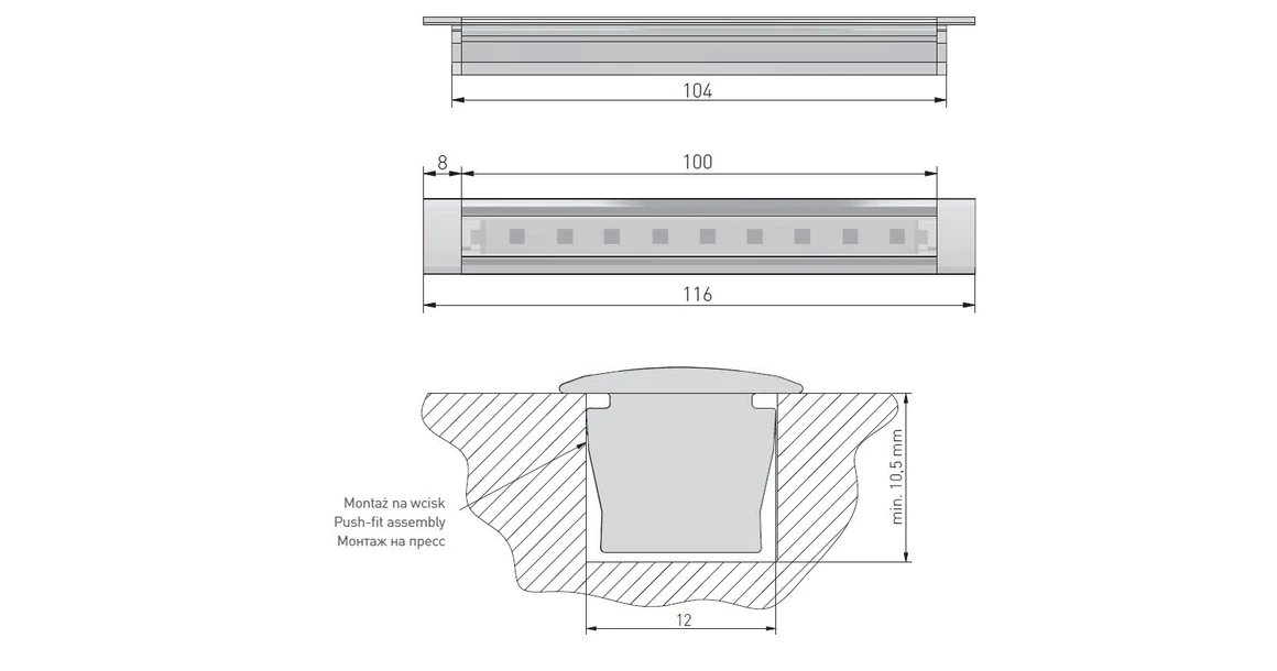 Kép 3/4 - LED profil végzáró, GLAXMIC, microhoz, 10 db/csomag, szürke