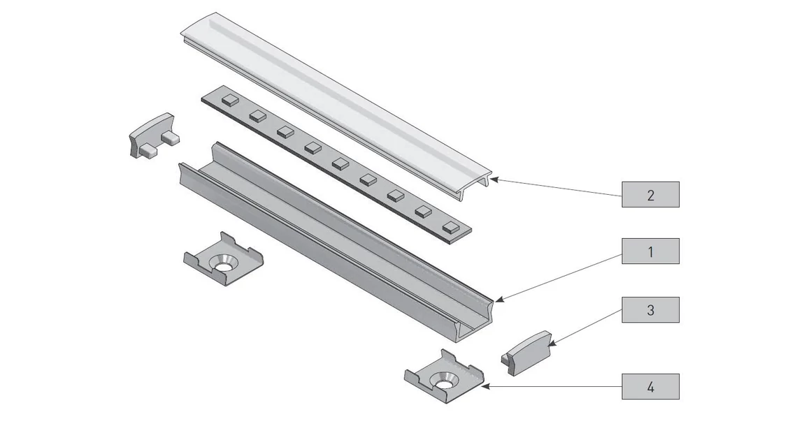 Kép 2/4 - LED Profil végzáró, GLAX mini csavarozhatóhoz, négyszögletű takaró esetén, 10 db/csom