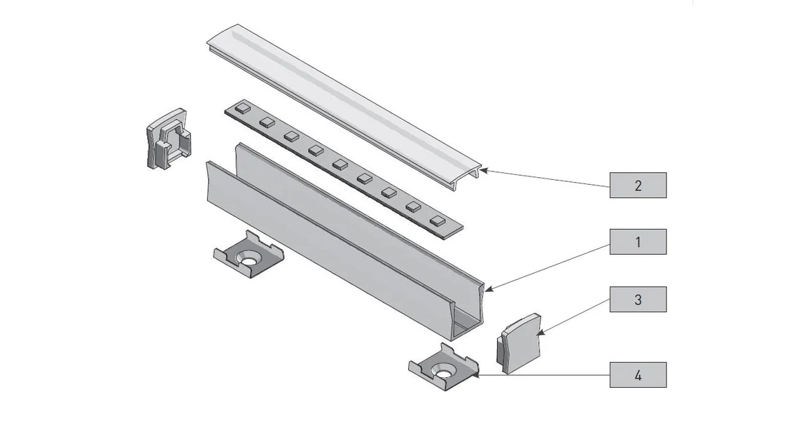 Kép 3/5 - LED Profil végzáró, GLAXMNKW mini magashoz, 10 db/csomag, szürke