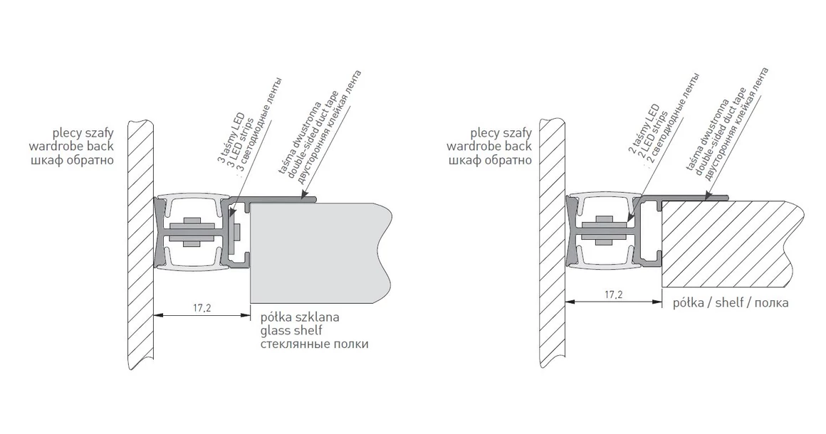 Kép 4/6 - LED profil, élre rögzíthető GLAXMPK, 2m, alu elox