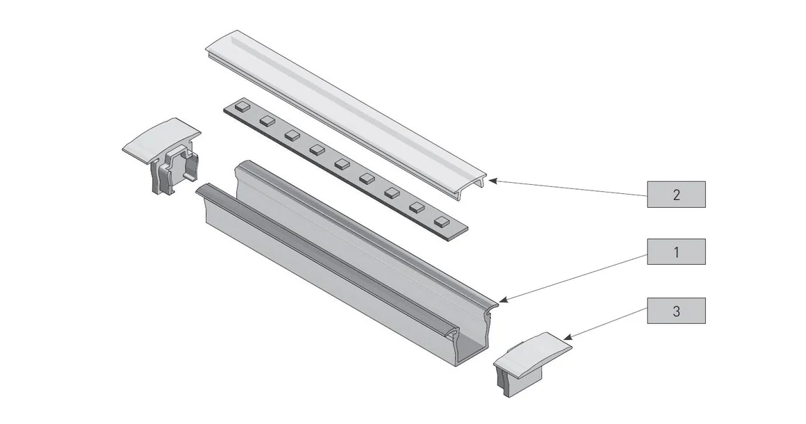 Kép 3/6 - LED profil, bemarható, GLAXMW, 2fm, alu elox
