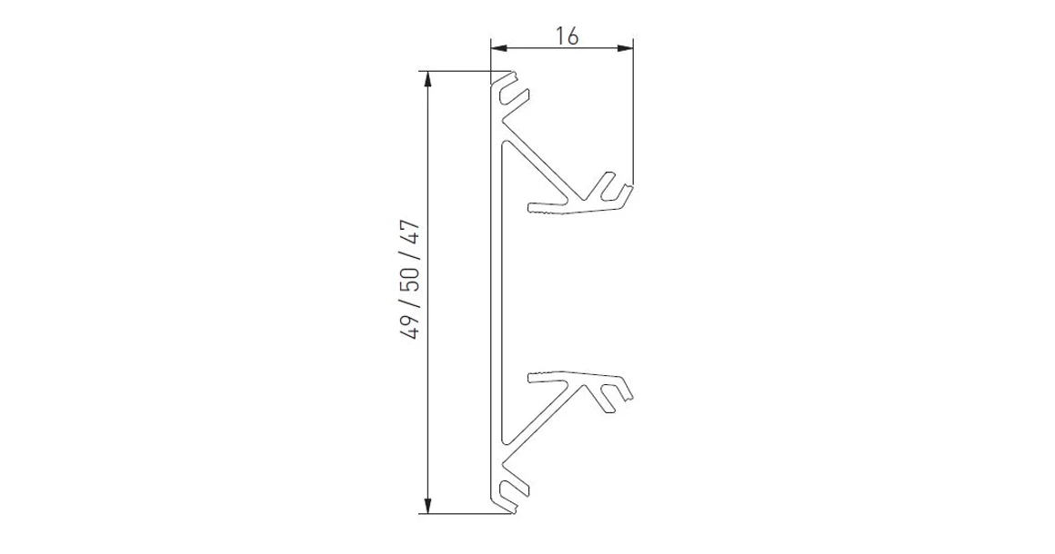 Kép 2/6 - LED profil, élre rögzíthető, GLAXNBD, 16mm laphoz, 3fm, alu elox