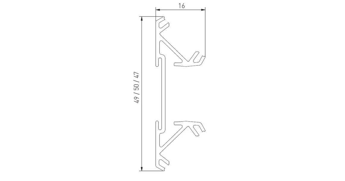 Kép 2/6 - LED profil, élre rögzíthető, GLAXNBDW, 16mm laphoz, 3fm, alu elox