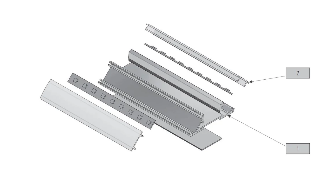 Kép 3/6 - LED profil, élre rögzíthető, GLAXNBDW, 16mm laphoz, 3fm, alu elox