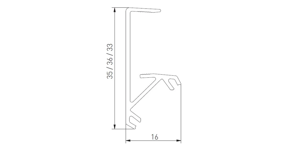 Kép 2/6 - LED profil, élre rögzíthető, GLAXNBJ, 16mm laphoz, 3fm, alu elox