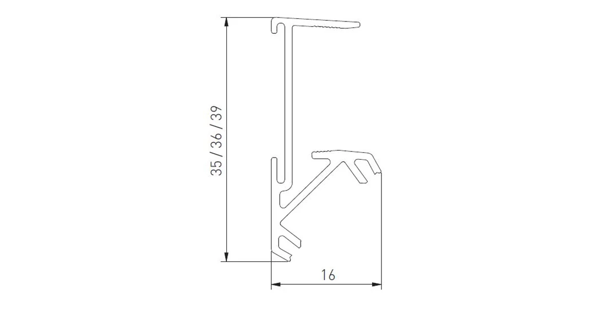 Kép 2/6 - LED profil, élre rögzíthető, GLAXNBJW, 16mm laphoz, 3fm, alu elox