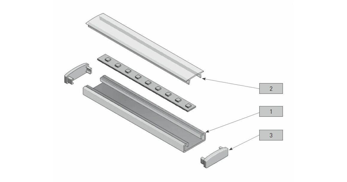 Kép 2/4 - LED Profil végzáró, GLAXNK-hoz, 10 db/csomag, szürke