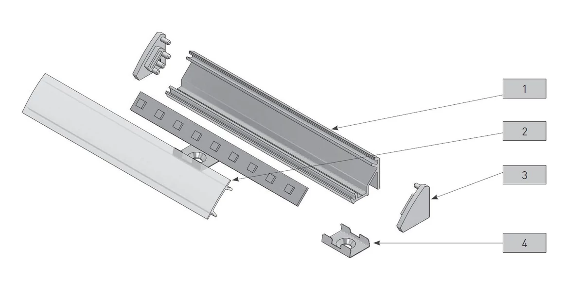Kép 2/4 - LED Profil végzáró, GLANKKT-hez, 10 db/csomag, szürke
