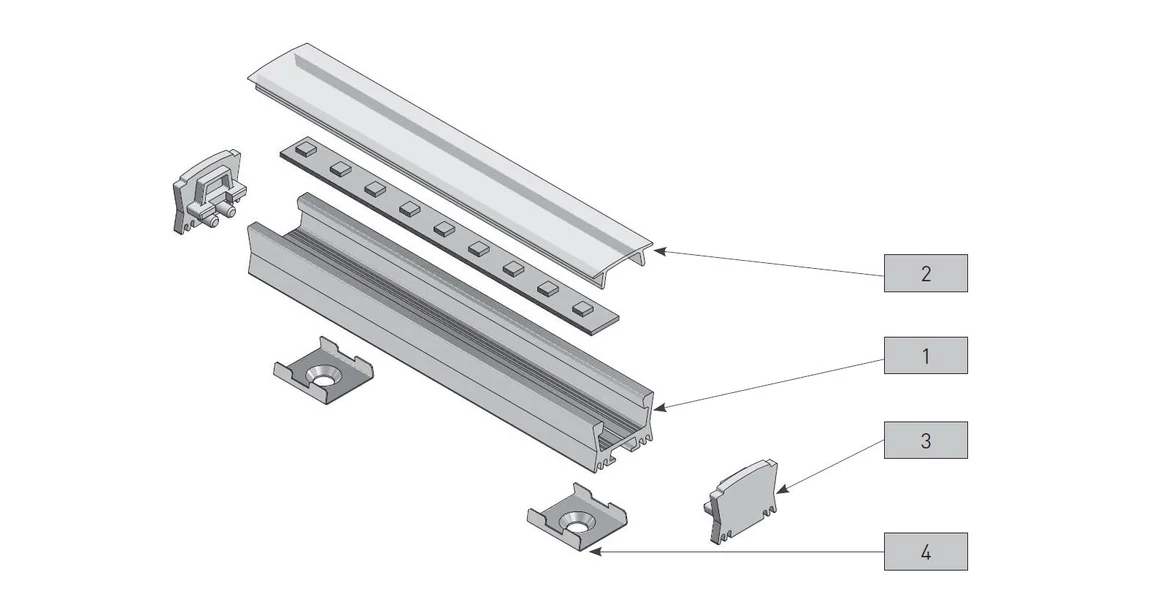 Kép 3/9 - LED profil, csavarozható, GLAXRAD, 2fm, alu elox