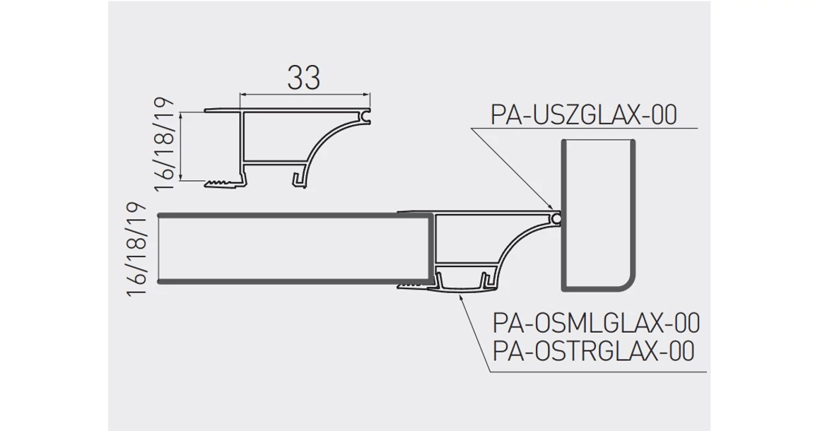 Kép 5/6 - LED profil, élre rögzíthető, GLAXWN, 2m, 18mm laphoz, alu elox