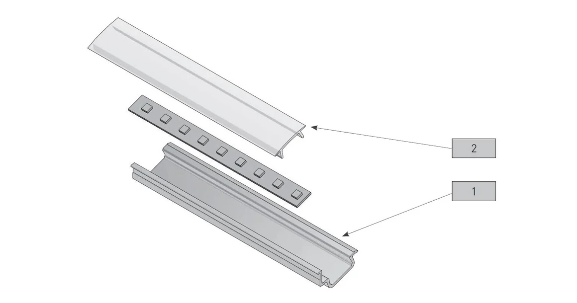 Kép 3/6 - LED profil, bemarható, GLAXPKT döntött profil, 2fm, alu elox