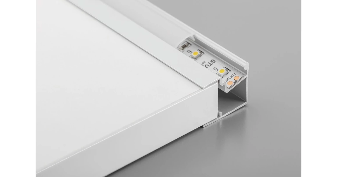 Kép 2/6 - LED Profil GLAXMNBJW, polc élre rögzíthető, döntött, 18mm bútorlaphoz, 3fm, alu elox