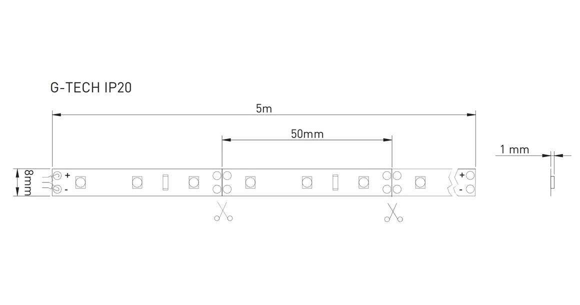 Kép 3/3 - LED szalag 3528, 600 LED/5 fm, meleg fehér, 9,6W/fm  48W/5fm , 8mm , 5fm/tekercs, 12V, IP65, 520lm/m