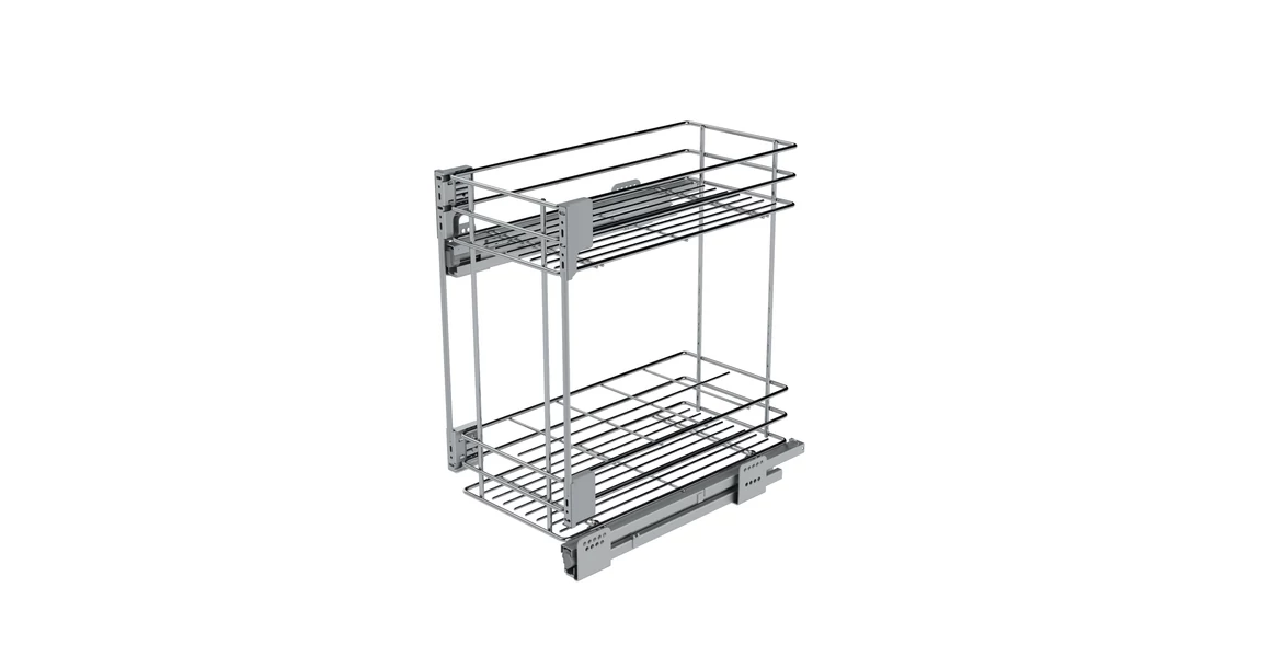 Kép 1/2 - Konyhai fémrács, 450mm, oldalra szerelhető, ezüst szürke, teljes kihúzás, csillapított záródás, rejtett fióksín, 2 kosár SIGE, Green Line 004