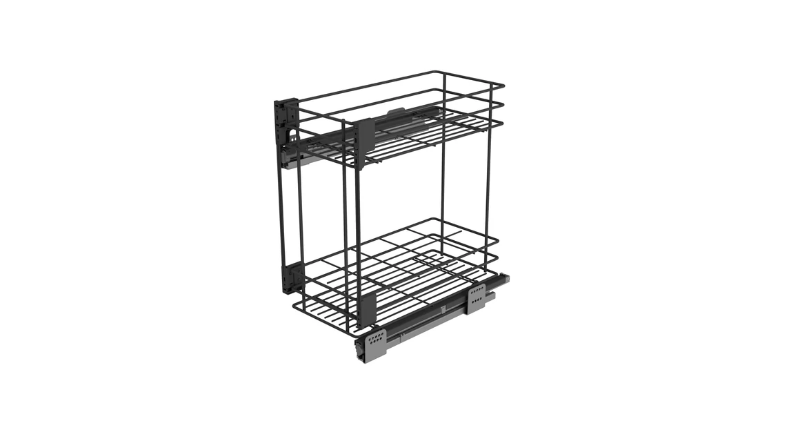 Kép 1/2 - Konyhai fémrács, 450mm, oldalra szerelhető, antracit, teljes kihúzás, csillapított záródás, rejtett fióksín, 2 kosár SIGE, Green Line 004