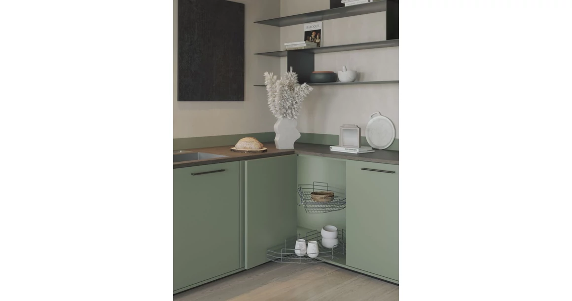 Kép 2/2 - Konyhai fémrács, sarokszekrénybe, antracit, félkör kosár, 760mm átmérő, 450mm ajtókhoz, SIGE Green Line 070