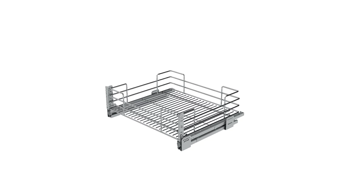 Kép 1/2 - Konyhai fémrács, 900mm, 180mm magas fiók, frontrögzítéssel, ezüst szürke, teljes kihúzás, csillapított záródás, 30kg teherbírás, SIGE Green 116