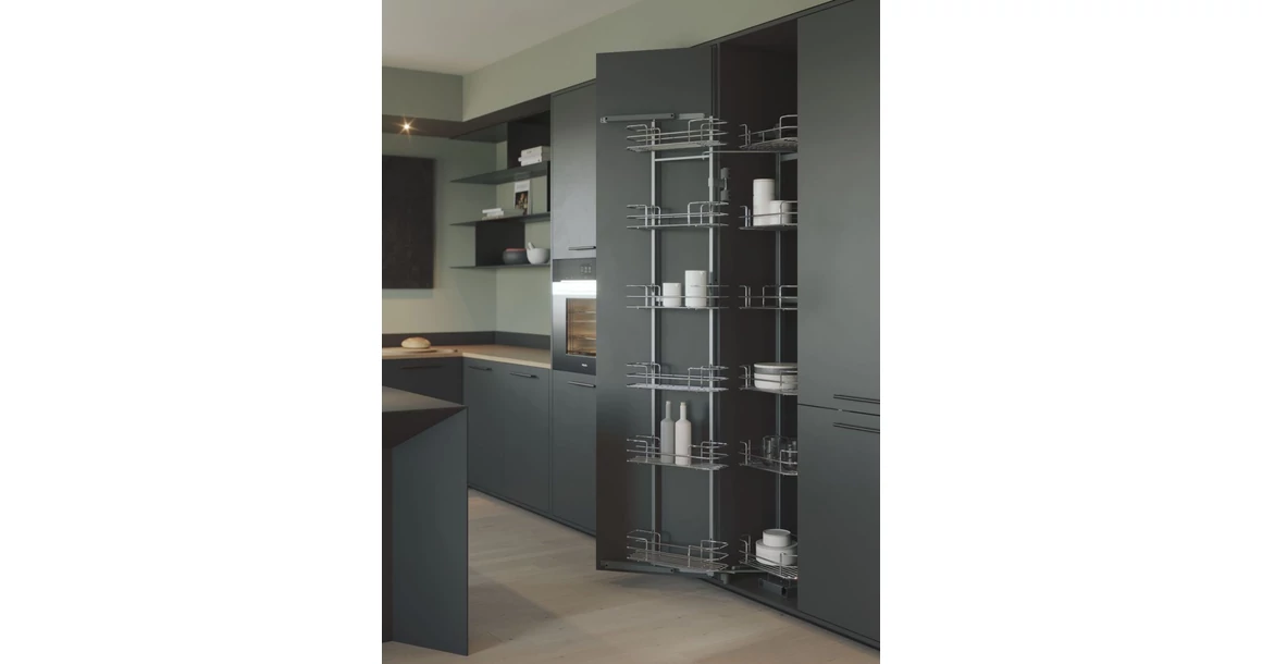 Kép 2/2 - Konyhai fémrács, kamravasalat, 450mm, ezüst szürke, csillapított záródás, 12 kosár SIGE, Green Line 230A