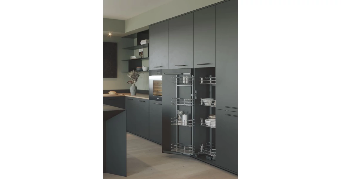 Kép 2/2 - Konyhai fémrács, kamravasalat, 600mm, ezüst szürke, csillapított záródás, 8 kosár SIGE, Green Line 230B