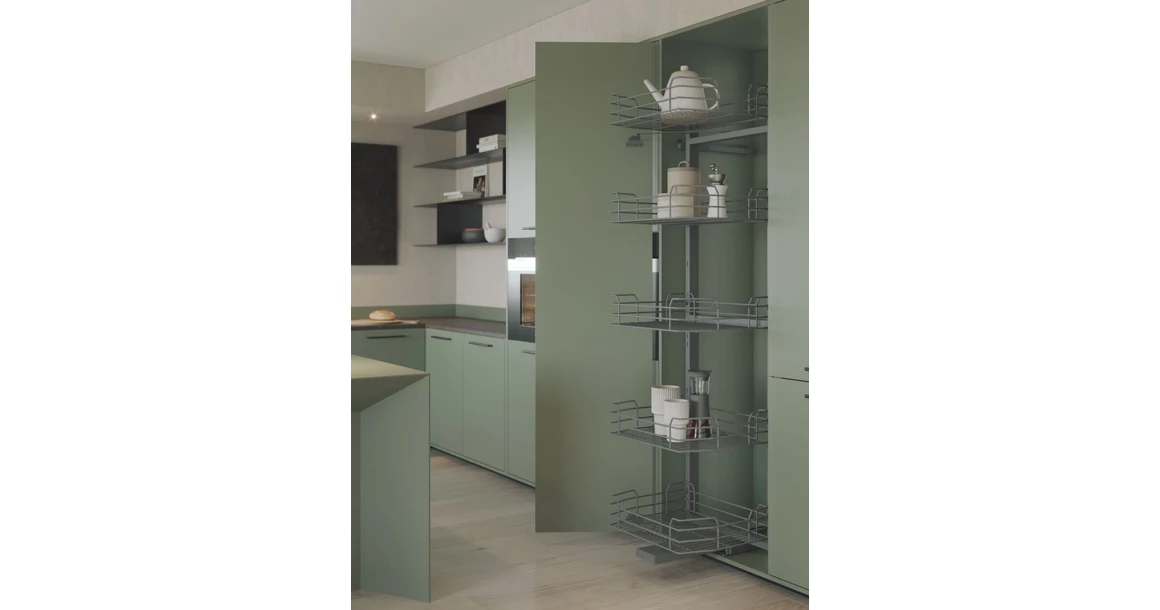 Kép 2/4 - Konyhai fémrács, kamravasalás, 500mm, antracit, részleges kihúzású, 5 kosár, nyíló ajtóhoz Greem Line 295