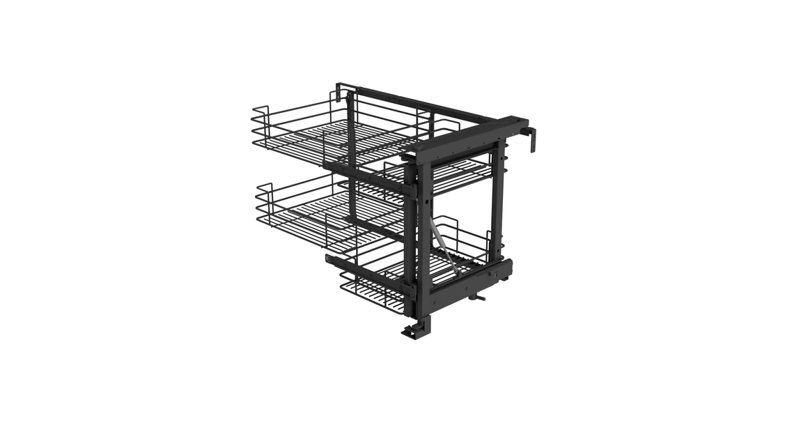 Kép 1/2 - Konyhai fémrács, sarokszekrénybe, részleges kihúzás, csillapított záródás, antracit, jobbos,  900mm, 450mm ajtó szélesség, SIGE Green Line 350
