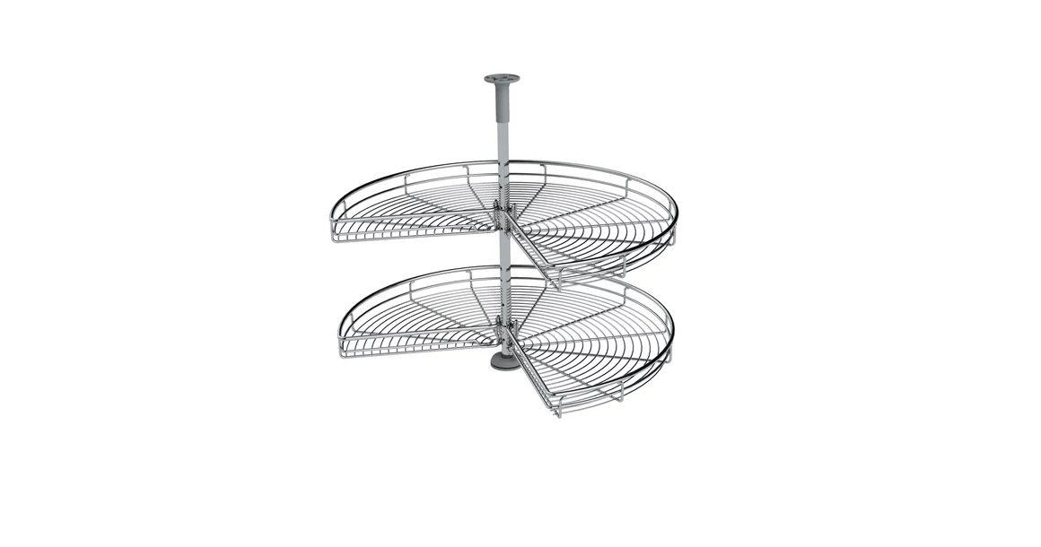 Kép 1/2 - Konyhai fémrács, sarokszekrénybe, 3/4 kör kosár, ezüst szürke, 810mm átmérő, oszloppal, 400mm ajtókhoz, Sige Green Line 361