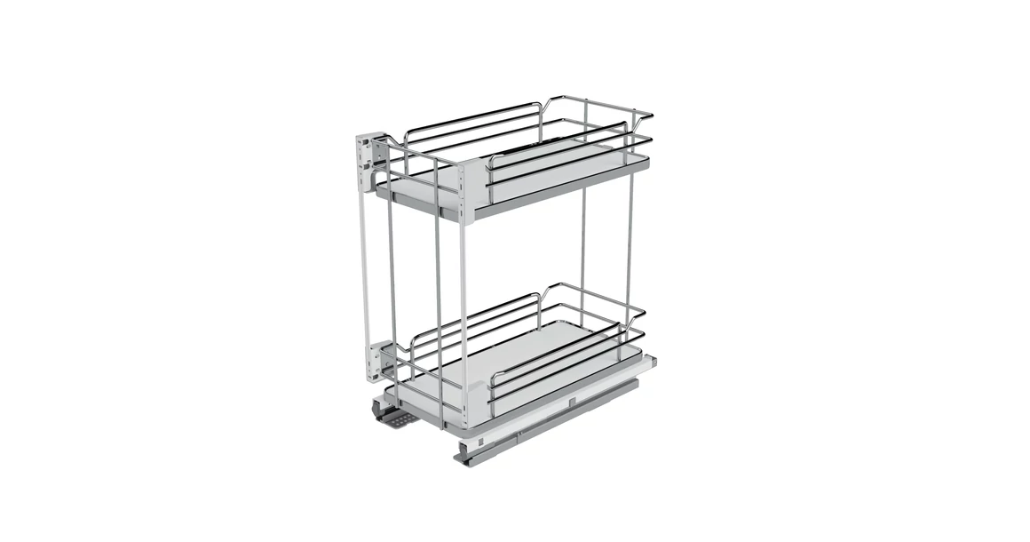 Kép 1/2 - Konyhai fémrács, 450mm, fenéklapra szerelhető, króm-fehér, teljes kihúzás, csillapított záródás, rejtett fióksín, 2 kosár SIGE, Infinity Line 003