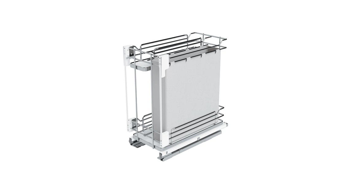 Kép 1/2 - Konyhai fémrács, 400mm, fenéklapra szerelhető, króm-fehér, teljes kihúzás, csillapított záródás, rejtett fióksín, 2 kosár, textílzsákkal SIGE, Infinity Line 006