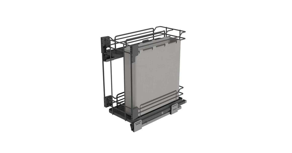 Kép 1/2 - Konyhai fémrács, 300mm, oldalra szerelhető, antracit, teljes kihúzás, csillapított záródás, rejtett fióksín, 2 kosár, textílzsákkal SIGE, Infinity Line 007