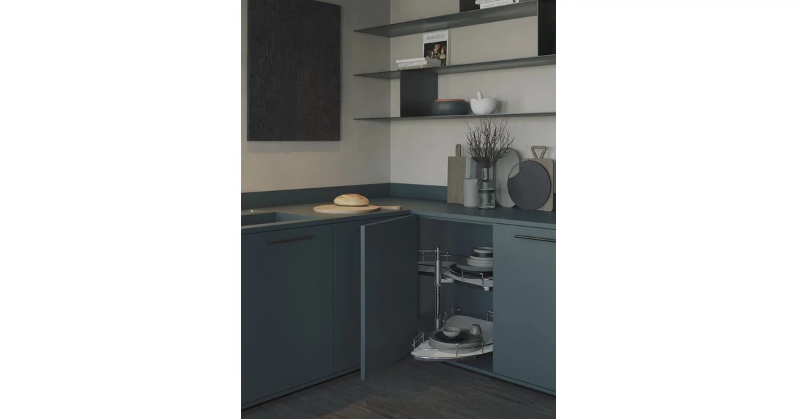 Kép 2/2 - Konyhai fémrács, sarokszekrénybe, félkör kosár, 760mm átmérő, 450mm ajtókhoz, SIGE Infinity Line 070