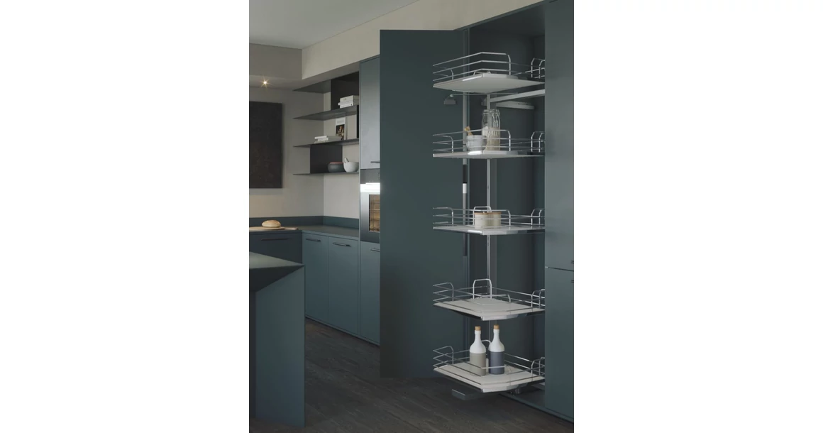 Kép 3/3 - Konyhai fémrács, kamravasalás, 450mm, króm-fehér, részleges kihúzású, 5 kosár, nyíló ajtóhoz Infinity Line 295