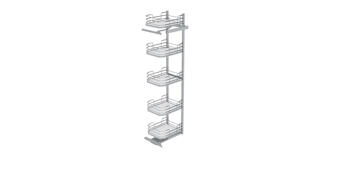 Kép 1/3 - Konyhai fémrács, kamravasalás, 450mm, króm-fehér, részleges kihúzású, 5 kosár, nyíló ajtóhoz Infinity Line 295