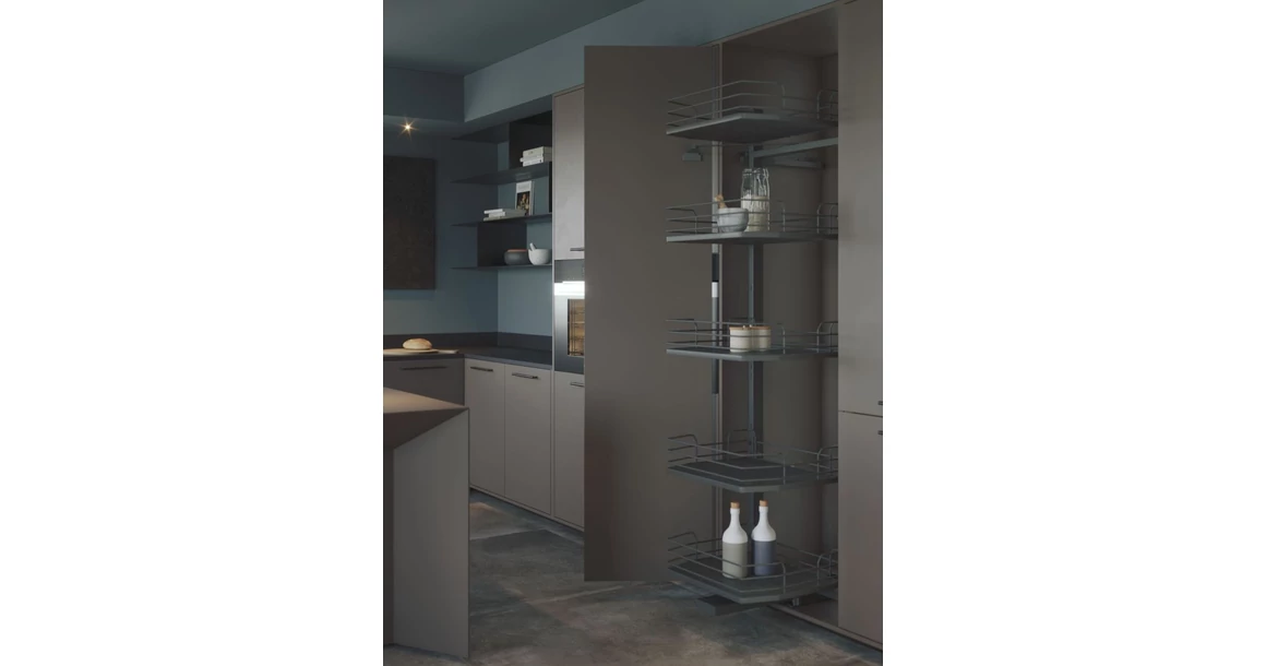 Kép 2/3 - Konyhai fémrács, kamravasalás, 400mm, antracit, részleges kihúzású, 5 kosár, nyíló ajtóhoz Infinity Line 295