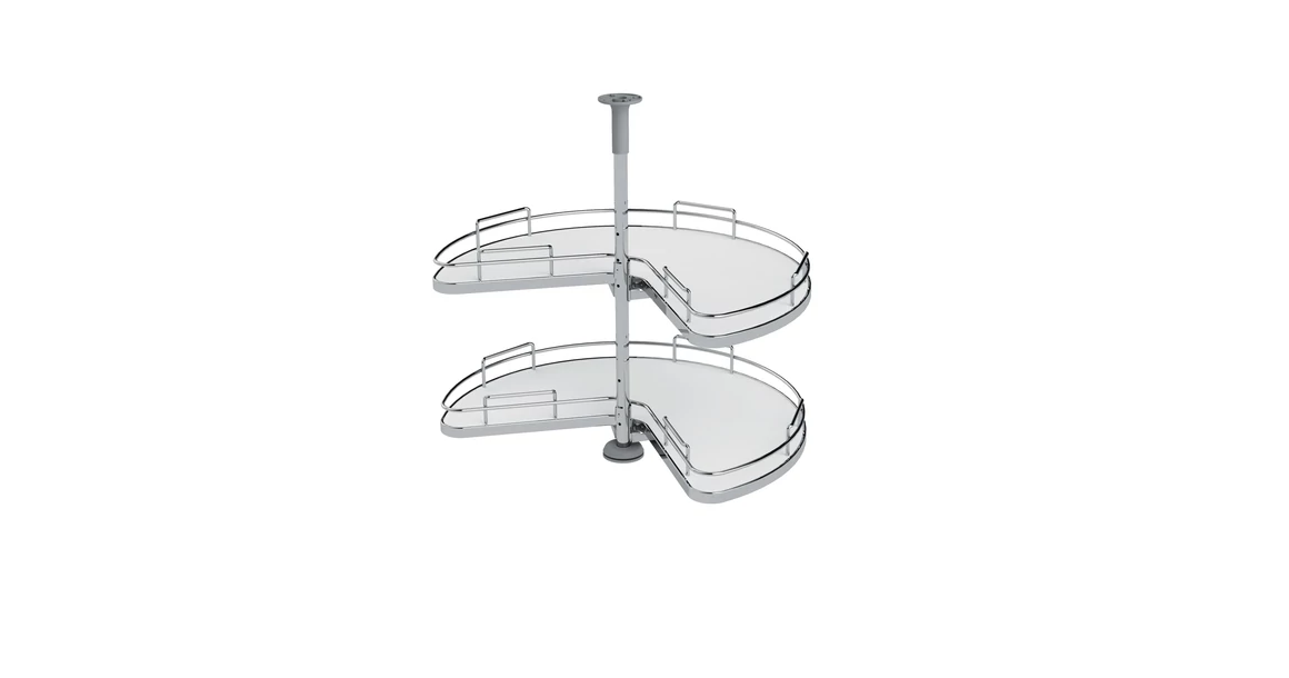 Kép 1/2 - Konyhai fémrács, sarokszekrénybe, 3/4 kör kosár, króm-fehér, 810mm átmérő, oszloppal, 400mm ajtókhoz, Sige Infinity Line 361