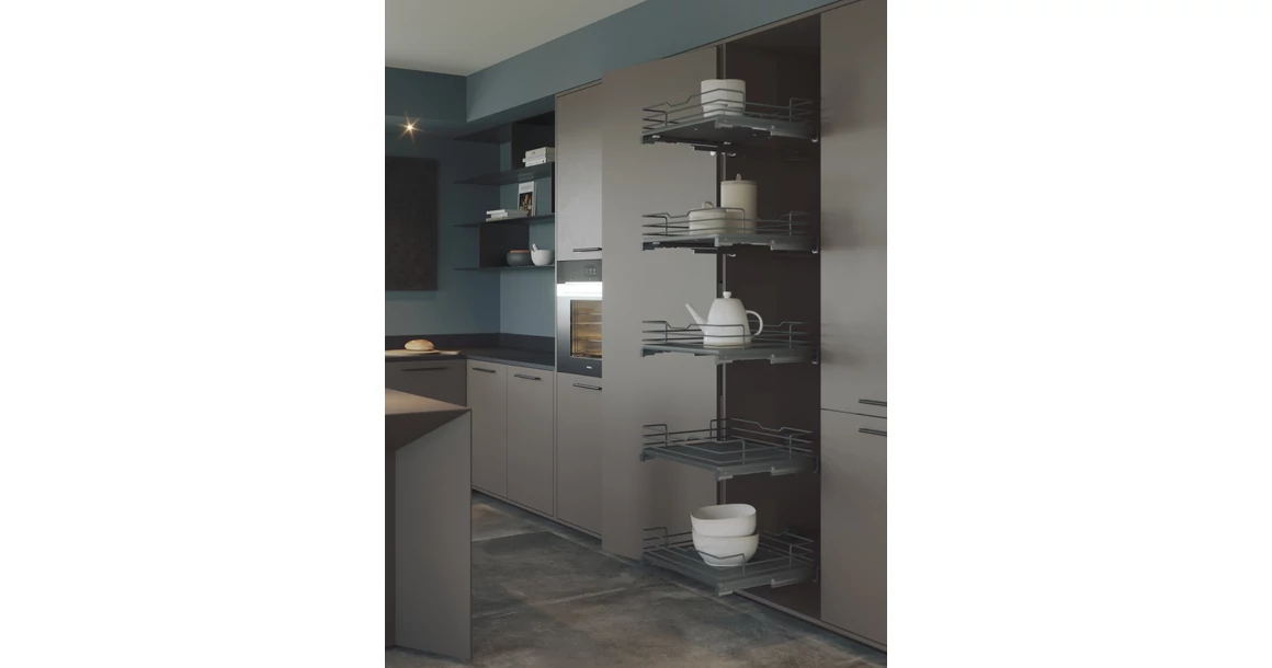 Kép 2/2 - Konyhai fémrács, 450mm, fiók, antracit, teljes kihúzás, csillapított záródás, 30kg teherbírás, SIGE Infinity Line 119