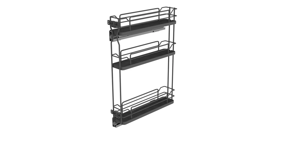 Kép 1/2 - Konyhai fémrács, 150mm, bal oldalra szerelhető, antracit, teljes kihúzás, csillapított záródás, rejtett fióksín, 3 kosár SIGE, Infinity Line 002