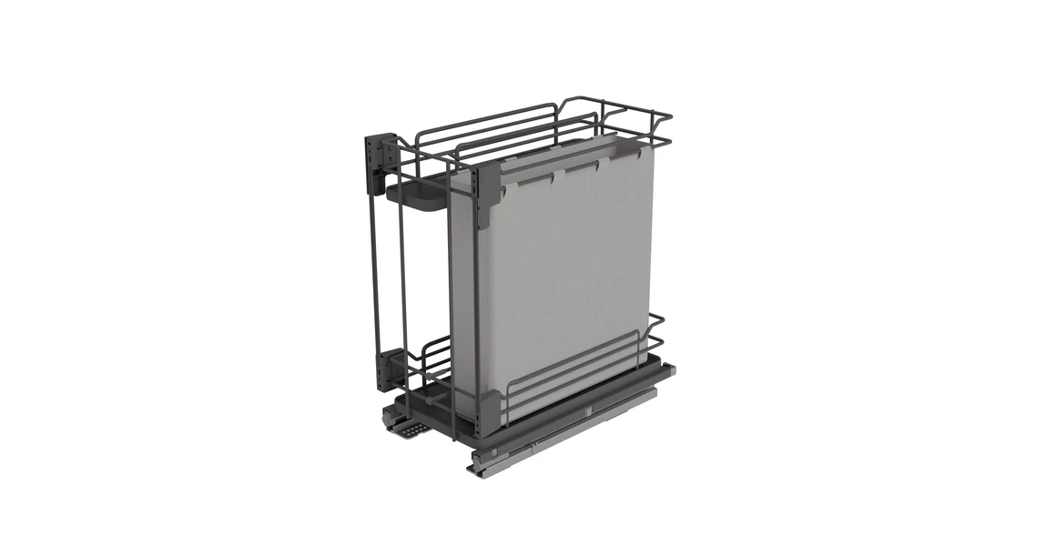 Kép 1/2 - Konyhai fémrács, 300mm, fenéklapra szerelhető, antracit, teljes kihúzás, csillapított záródás, rejtett fióksín, 2 kosár, textílzsákkal SIGE, Infinity Line 006